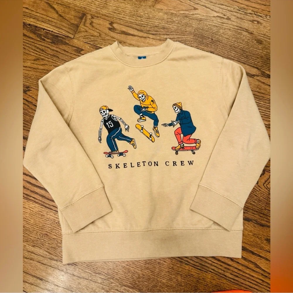 Old Navy Kids Skeleton Crew Sweatshirt Skateboard Graphic | Sizes 6/7 & 8 Youth